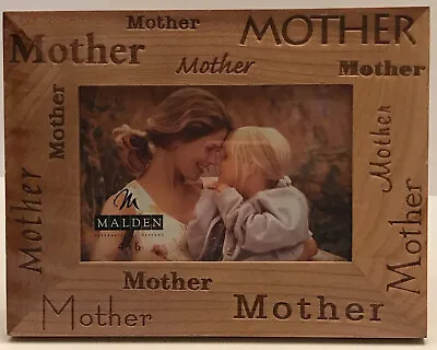 MOTHER Burned Wood Inscribed 4x6” Malden Wooden Photo Wooden Picture Frame NWT • $8.40