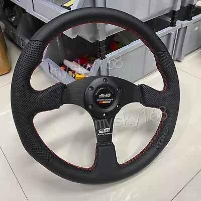 14  Mugen Suede Leather Steering Wheel Tuning Drift Racing Car Steering Wheel • $57.94