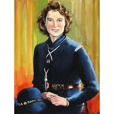 Portrait Princess Elizabeth Windsor Sea Ranger Uniform Large Wall Art Print • £15.99