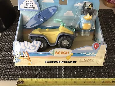 Bluey & Friends Beach Quad With Bandit Dog Figure & Vehicle Set • $14.99