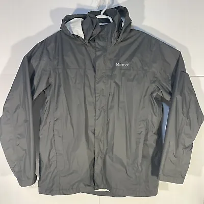 Marmot PreCip Mens XL Dark Gray Softshell Jacket Hooded Nylon Vented Lightweight • $29.99