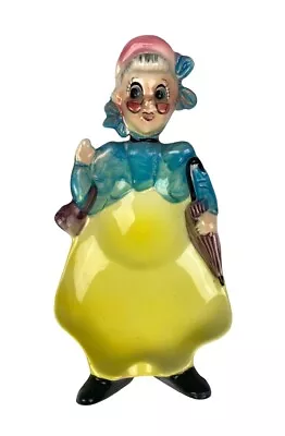 Vintage Enesco Japan Old Lady Woman Spoon Rest Ashtray Yellow Ceramic Kitsch • $26.39