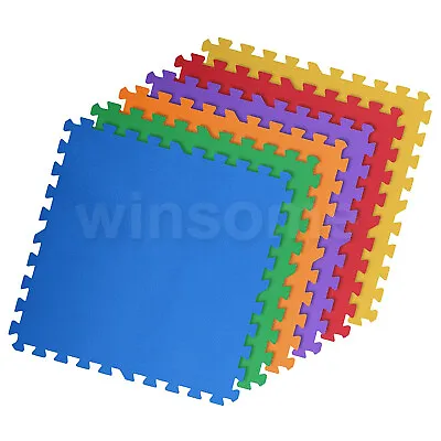 Large 9 Pcs Kids Baby Children Soft Foam Play Floor Mat Set Interlocking Puzzle • £7.10