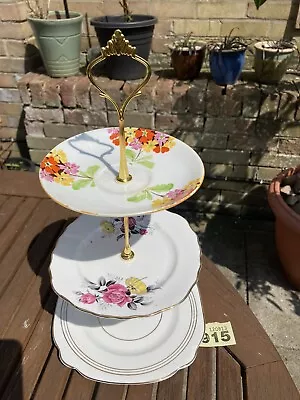 915 Genuine Vintage China 3 Tier Cake Stand Mismatched Plates Weddings Parties • £7.99