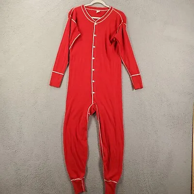 Vintage Union Suit Mens Small Medium Thermal Knit Base Layer Red Pajamas • $24.84