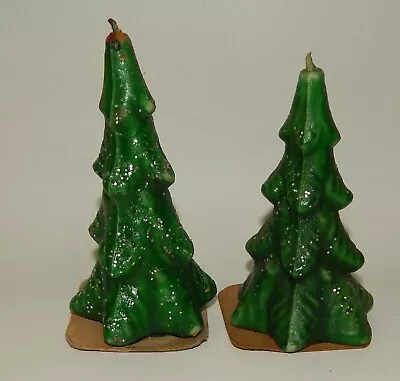 2 Vintage Gurley? Wax Glittered Christmas Tree Candles • $15.99