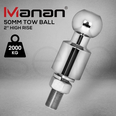 $46.99 • Buy Manan 50mm Tow Ball 2  High Rise 2000KG Tow Bar Hitch Caravan Trailer Coupling