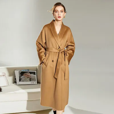 Luxury  100% Cashmere Coat Womens Winter Fashion Warm Double Wool Trench Coats  • $294.05