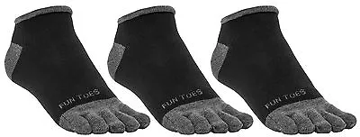 FUN TOES Men Toe Socks 3 Pairs Size 10 13 Shoe 6 12.5 Great For Toe Shoes Black • $15.95