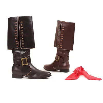 Ellie Knee High Button Cuff Pirate Costume Boots Adult Men Shoes 121/CA Sz Large • $47.82