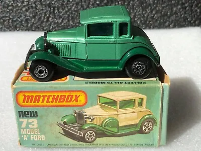 Matchbox MB73 GREEN Ford Model A Ford. Saloon BLACK GRILLE • $40