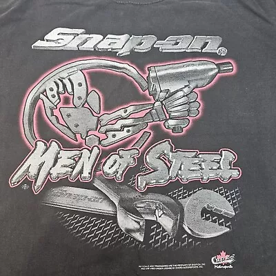 Gildan Snap-On Shirt XL Men Of Steel Motorcycle Graphic Short Sleeves Black • $23.24