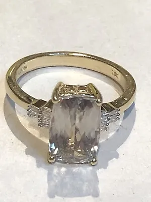 £750 • Buy Designer TJC ILIANA 18k Yellow Gold Turkizite & Diamond Solitaire Accent Ring