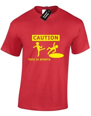 Caution This Is Spara Mens T Shirt Parody 300 Troy Warning Helmet Gladiator New • £8.99