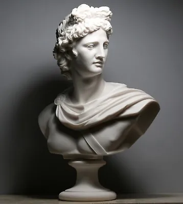 APOLLO Greek Roman God Bust Head Cast Marble Statue Sculpture Handmade 12.6in • $105.90