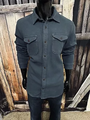 Outerknown Long Sleeve Off Dark Blue Herringbone Blanket Flannel Shirt XL • $64.99