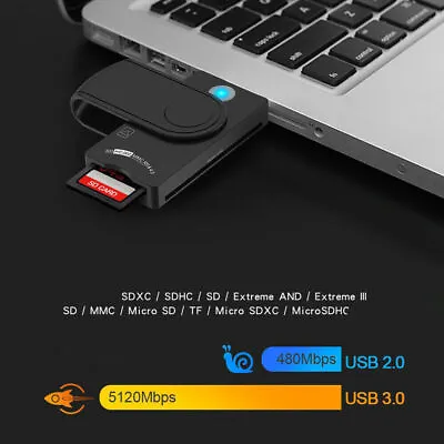 USB 3.0 Memory Smart Card Reader For DOD Military CAC Common ID Bank TF SD SIM • $10.95