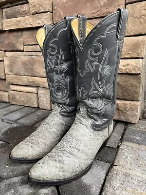 Justin Mens Cowboy WesternBoots Two Tone Gray Elephant Leather Style 8527 Sz 7D • $69.99