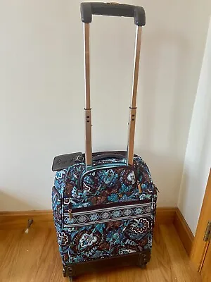 Vera Bradley Carry On Suitcase Java Blue Brown Rolling Bag Luggage • $99.95