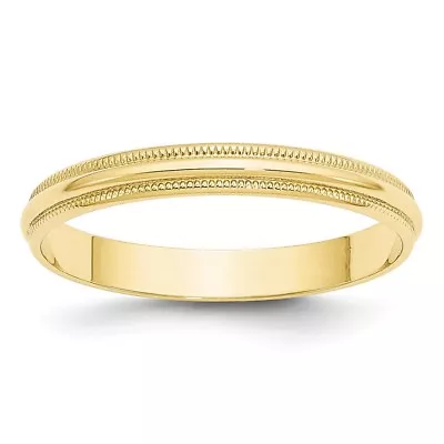 10K Yellow Gold 3mm Half Round Milgrain Wedding Band Lightweight Ring Sz 4 - 14 • $135