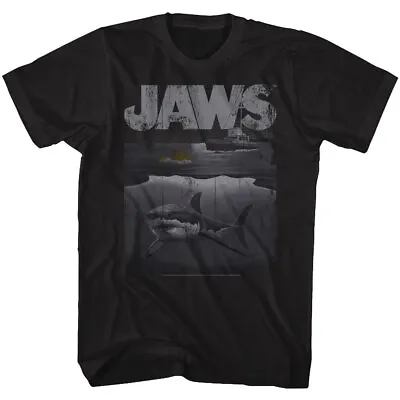 Jaws 70's Thriller Movie Shark Underwater Orca Boat Night Fishing Men's T Shirt • $39.66