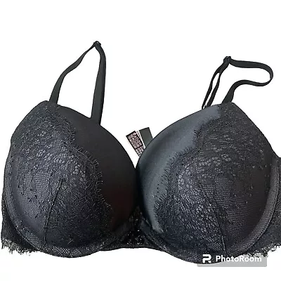 Victoria’s Secret Very Sexy Bra Push Up Lace Black Size 32D Padded Lined Full • $19.99