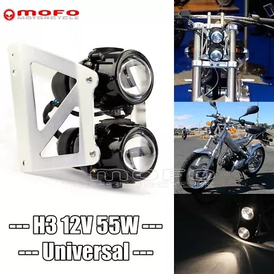 Dual Sport Dirt Bike Projector Headlight Twin Stacked W/Bracket For Yamaha Honda • $76.86