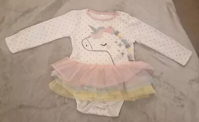 TU Baby Girls Summer Vest 12-18 Months White Pink Unicorn Princess Horse Tutu • £3