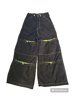 RARE 90s Y2K MacGear Baggy Rave JNCO Black Deep Pockets Wide Leg Goth GLOW  • $255.01