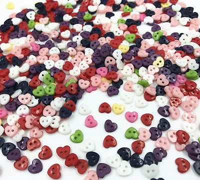 Mini Heart Shape Mixed Colors Resin Buttons 2-holes Sewing Scrapbooking 6mm • $1.30