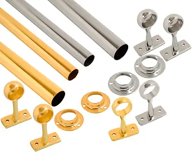 3 Lengths Of Wardrobe Rail Chrome Brass 2 - 8 Ft With Free End Sockets • £50.49