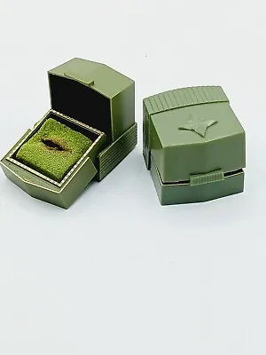 Vintage Green Hard Plastic Hinged Single Ring Display Boxes  • $20