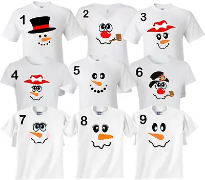 Snowman Characters Faces Birthday Halloween Christmas Family T-Shirts • $13.99