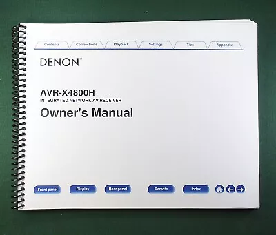 Denon AVR-X4800H Instruction Manual: Full Color 336 Pages & Protective Covers! • $66.25