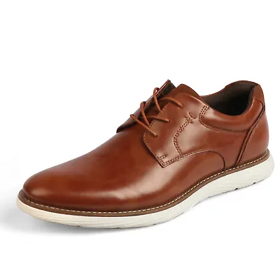 Men's Leather Shoes Dress Lace Up Series Casual Oxford Shoe-Red Brown • $22.77