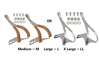 New MKS Classic Vintage Style Steel Toe Clips Sizes M L LL With Hardware NJS • $17.29