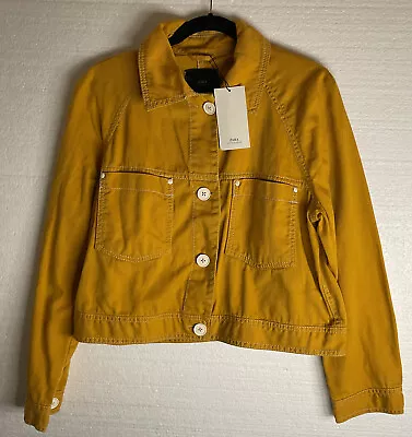 $35 • Buy Zara Jacket Women Large Mustard Denim Pockets Button Yellow Bohemian Artsy