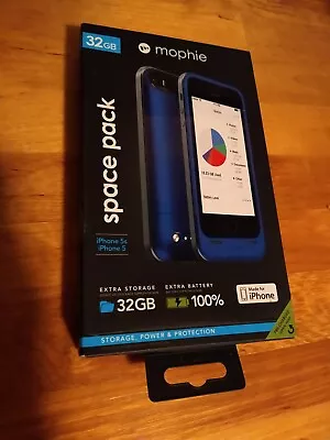 Mophie Space Pack 32GB NIB Storage And Battery Case NEW For IPhone 5/5s (Blue) • $19