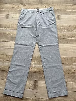 J Crew Chino Pants Mens 34x34 Chambray Linen Straight Fit Nonstretch • $34.74