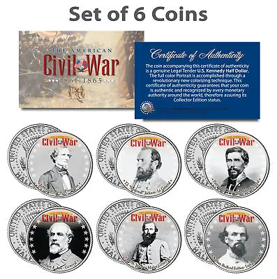 American CIVIL WAR South CONFEDERATE LEADERS Kennedy JFK Half Dollars 6-Coin Set • $29.95