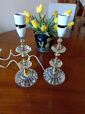 £15 • Buy Pair Vintage Laura Ashley Candlestick Crystal Glass Lamps, Height 10.5 