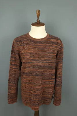 MISSONI UOMO Brown Pritned Striped Knit Sweater Size 54 • $115.49