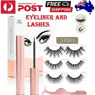 $11.89 • Buy Magnetic Eyelashes False Eye Lashes Extension Liquid Eyeliner Sticky Tweezer 