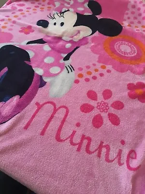 MINNIE MOUSE Fleece Throw Blanket Pink Orange Flowers Disney NorthWest Vtg Lovey • £28.92