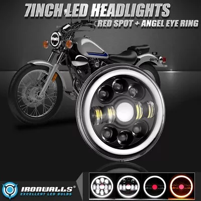 7  LED Headlight Red Spot DRL Angel Eyes Lamp For Yamaha V-Star XVS 650 950 1100 • $37.99