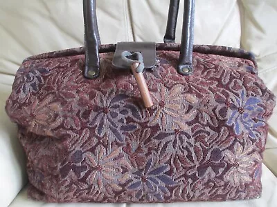 Vintage EAST Large Floral Tapestry Carpet Bag Doctor Shoulder Bag Handbag • £15