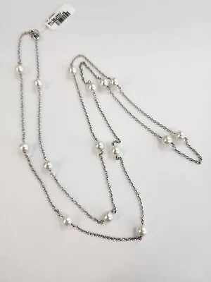 Mikimoto 18k White Gold Akoya Pearl Station Necklace 30  Not Scrap • $227.50