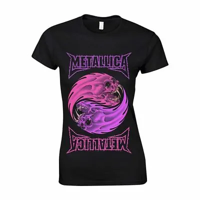 Women's Metallica Colourful Yin Yang Black Fitted T-Shirt • £12.95