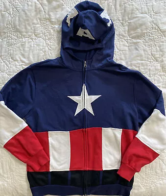 Marvel Captain America Hoodie Mask Costume Hood Has Eye Slots Youth XL • $16.99