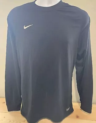 Nike Dry Fit Soccer Goalie Shirt Longsleeve Black Authentic Nike Team Sz S • $18